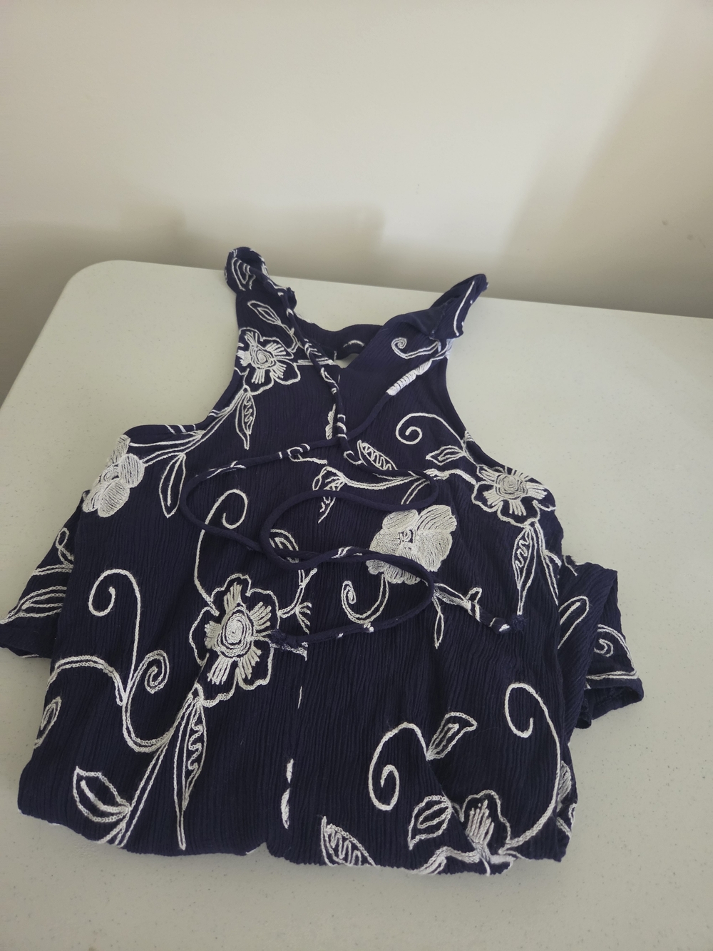 Navy Floral Embroidered Sleeveless Camisole